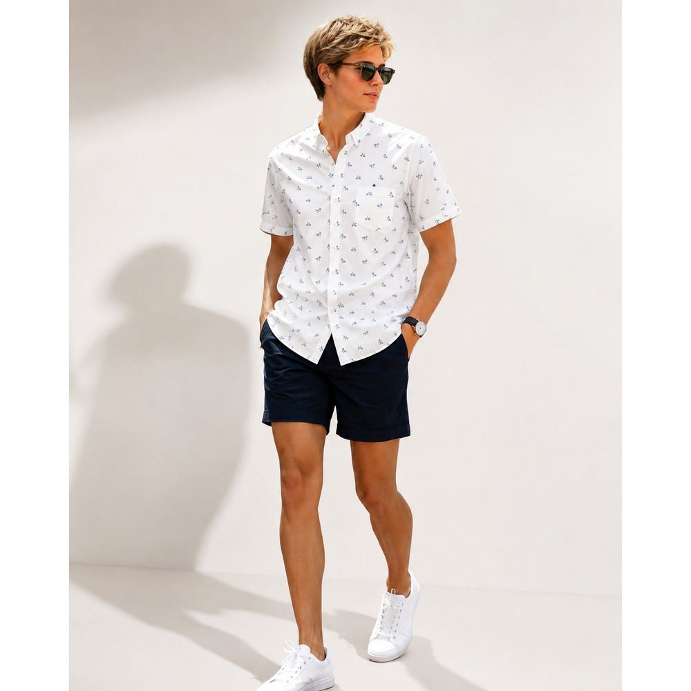 Kirrin Finch White Bicycle Print Button-Up Shirt Cotton Size 16 Unisex